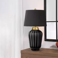 Lampa stołowa Bexley - 1 źródło światła - Czarny, szczotkowany mosiądz