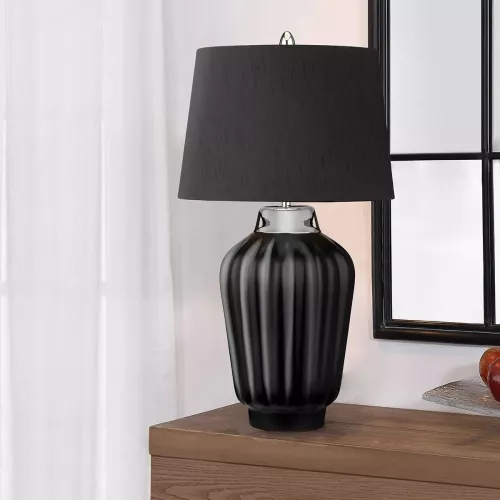 Lampa stołowa Bexley - 1 źródło światła - Czarny, polerowany nikiel