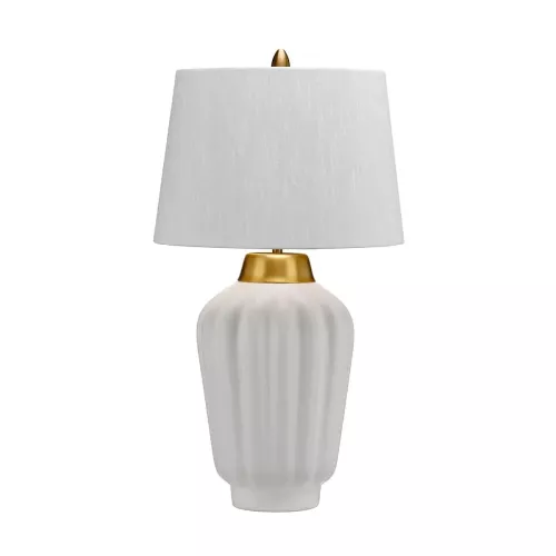 Lampa stołowa Bexley - 1 źródło światła - Biały, szczotkowany mosiądz