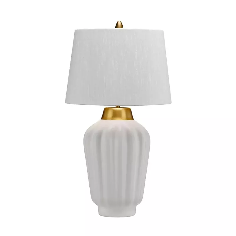 Lampa stołowa Bexley - 1 źródło światła - Biały, szczotkowany mosiądz