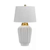 Lampa stołowa Bexley - 1 źródło światła - Biały, szczotkowany mosiądz