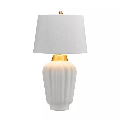 Lampa stołowa Bexley - 1 źródło światła - Biały, szczotkowany mosiądz
