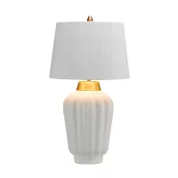 Lampa stołowa Bexley - 1 źródło światła - Biały, szczotkowany mosiądz