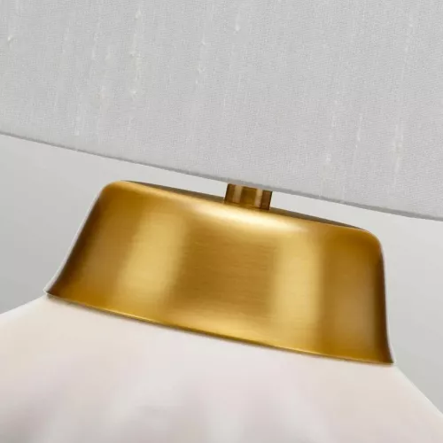 Lampa stołowa Bexley - 1 źródło światła - Biały, szczotkowany mosiądz