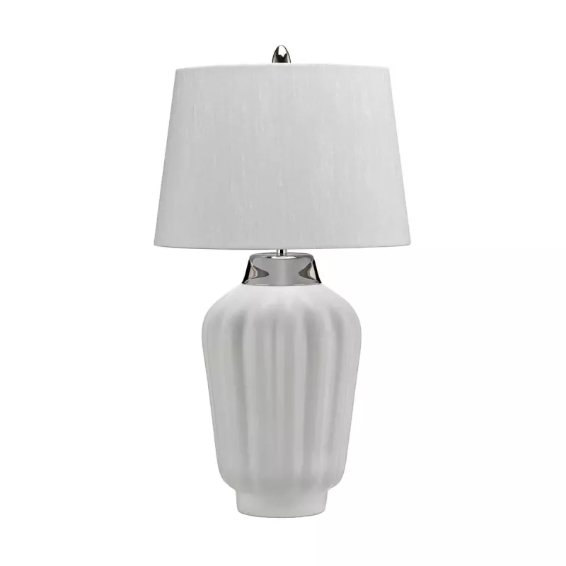 Lampa stołowa Bexley - 1 źródło światła - Biały, polerowany nikiel