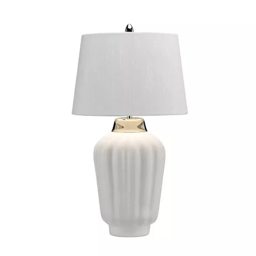 Lampa stołowa Bexley - 1 źródło światła - Biały, polerowany nikiel