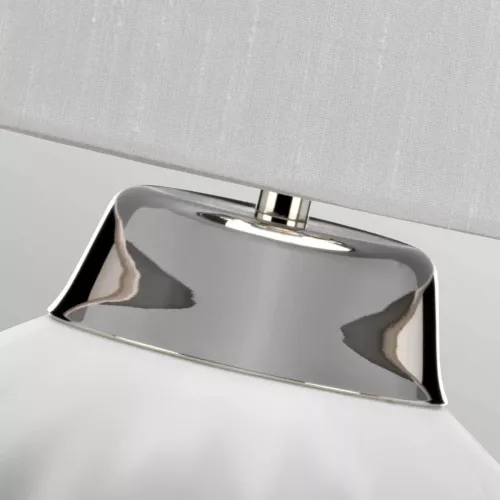 Lampa stołowa Bexley - 1 źródło światła - Biały, polerowany nikiel