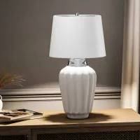 Lampa stołowa Bexley - 1 źródło światła - Biały, polerowany nikiel
