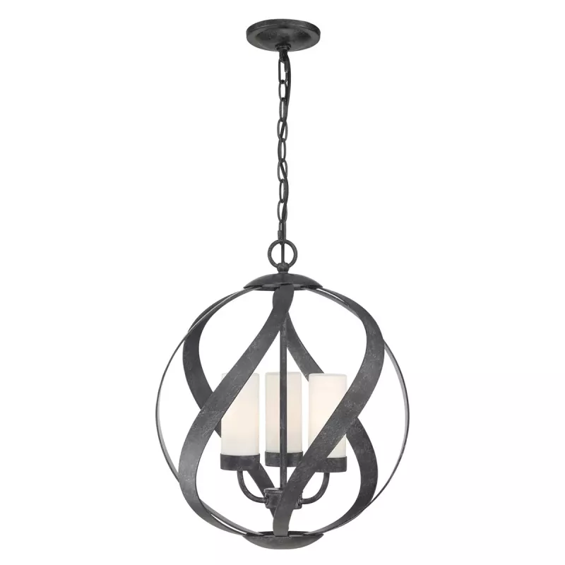 Latarnia wisząca Blacksmith - 3 źródła światła - Stary czarny