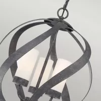 Latarnia wisząca Blacksmith - 3 źródła światła - Stary czarny